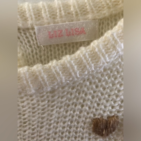 LIZ LISA embroidered Kitty Cat face soft peplum hem knit sweater - Picture 4 of 5